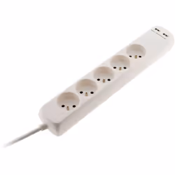 Bloc 5 prises 16A 2P+T avec 2x USB en 2.1A câble H05VV-F 3G1mm² 1m - Zenitech Bloc 5 prises 16A 2P+T avec 2x USB en 2.1A câbl ...