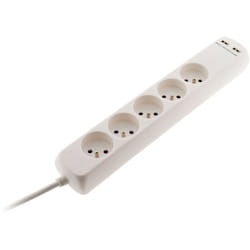Zenitech - Bloc 5 prises 16A 2P+T avec 2x usb en 2,1A câble H05VV-F 3G1mm² 1m