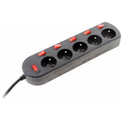 Zenitech - Bloc sono 5 prises 16A 2P+T + 6 interrupteurs avec voyant lumineux 3m