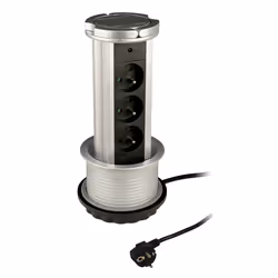 Carrefour Bloc Cuisine Escamotable 3x16a, Intérieure, Noir, Argent, 3 sortie(s) CA, 250 V, 16 A, 1 pièce(s)