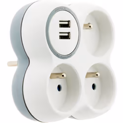 Description générale La multiprise 3 prises - Triplite - 3x16A - 2 ports USB - Blanc/Gris de Zenitech est un accessoire prati ...