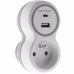 Description générale Cette prise Zenitech est idéale pour recharger simultanément vos appareils grâce à sa conception pratiqu ...