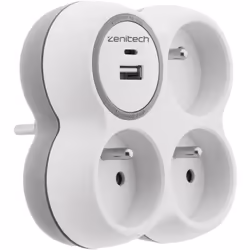 Caractéristiques de la prise Boléa Zenitech 16A + USB : Modèle : prise 16A + USB Couleur(s) : blanc et gris Intensité : 16A 2 ...