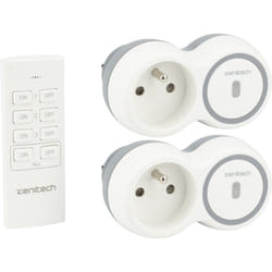 Zenitech - Pack de 2 prises 2300W + télécommande - Blanc - Bolea