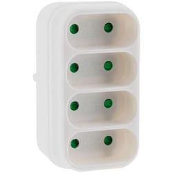 Zenitech - Multiprise 4 prises pour façade - Quadriplite - 4x6A - Blanc