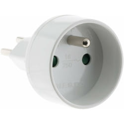 Zenitech - Adaptateur prise voyage France vers Suisse - prise mâle Suisse vers prise femelle France avec terre - Blanc