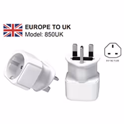 Caractéristiques de l'adaptateur de voyage France/UE vers Angleterre/UK - Zenitech Modèle : adaptateur de voyage France/UE ve ...