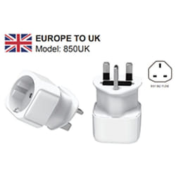 Zenitech - Adaptateur prise voyage France/UE vers Angleterre/UK - 2 broches Europe vers 3 broches uk - Blanc