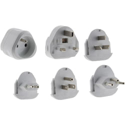 Zenitech - Lot de 6 adaptateurs de voyage 5 prises mâles + 100 pays - pochette offerte - Blanc
