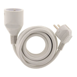 Zenitech - Prolongateur ménager 16A HO5VV-F 3G1mm² - Blanc 1,90m