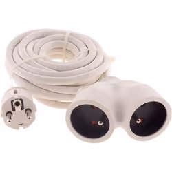 Rallonge bi-tête pour brancher tous vos appareils ménagers. 2 prises 2P+T Câblé en HO5VV-F 3G1,5mm² de longueur 3m Puissance ...