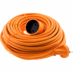 Description générale Rallonge de jardin de 20 mètres , de couleur orange, conçue pour une intensité électrique de 16 Ampères  ...