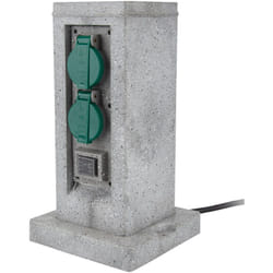 Zenitech - Borne pierre 4x16A + 2 interrupteurs 5m - Gris