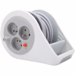 Zenitech - Mini enrouleur design 3 prises 2P+T - 7m - Gris