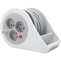 Zenitech - Mini enrouleur design 3 prises 2P+T - 7m - Gris