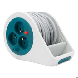Mini enrouleur design 3 prises 2P+T - 7m - Bleu - Zenitech
