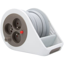 Zenitech - Mini enrouleur design 3 prises 2P+T - 7m Taupe
