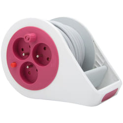 Mini enrouleur design 3 prises 2P+T - 7m Rose Zenitech