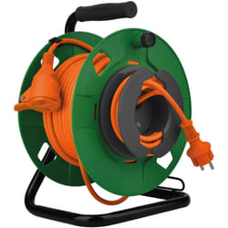 Zenitech - Enrouleur jardin IP44 20m prise 16A 2P+T et coupe circuit - Vert/Orange