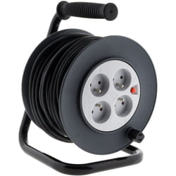Zenitech - Enrouleur H05VV-F 4 prises 3G1,5mm² 15m + coupe-circuit - Noir
