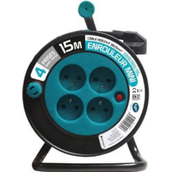 Enrouleur de câble électrique ménager avec terre L. 15 m ho5vvf 3g1, ZENITECH