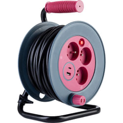 Zenitech - Enrouleur bricolage 3 prises + 2 usb-a/c - Rose