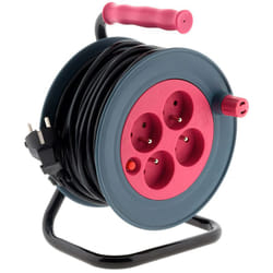 Zenitech - Enrouleur ménager 4x2P+T - 15m 3G1mm² - Rose