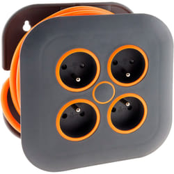 Enrouleur domestique 4 x 2P+T 16A + coupe-circuit - 7m - Orange - Zenitech