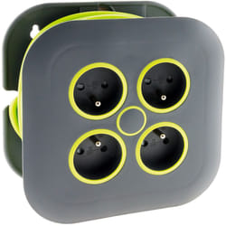 Enrouleur domestique 4 x 2P+T 16A + coupe-circuit - 7m - Vert Zenitech