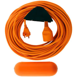 Zenitech - Prolongateur Jardin 2x 1,5mm² - Orange 25m + 1 Boîtier étanche - Orange + support mural - Orange