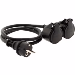 Description générale Prolongateur à double tête pour chantier HO7RN-F 16A 3G1,5mm² de couleur noire et d'une longueur de 1 mè ...