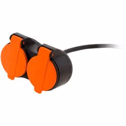 Rallonge 2 prises 2P+T IP44 H07RN-F 3x1,5mm² 25m avec clip de fixation orange . Cette rallonge de 25m 2P+T est prévue pour un ...
