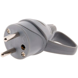 Zenitech - Fiche mâle anneau + ergot -16A 2P+T - Gris