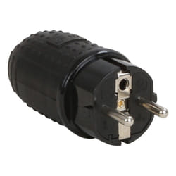 Fiche Mâle Caoutchouc 2p+t Extérieure Noir Zenitech 199475