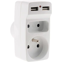 Zenitech - Biplite 6A + 16A avec 2 chargeurs usb - Blanc