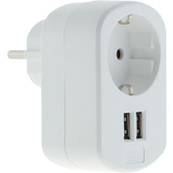 Zenitech - Prise Schuko 16A + 2 usb a 3,4A - Blanc