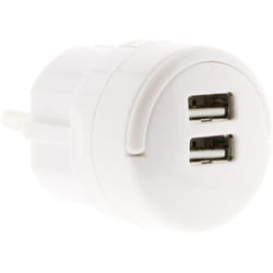 Double chargeur usb 2,1A avec anneau d'extraction Blanc Zenitech