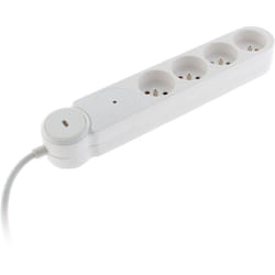 Zenitech - Multiprise parafoudre Iota 4x16A + interrupteur - Blanc