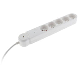 Zenitech - Multiprise parafoudre Iota 5x16A + interrupteur - Blanc