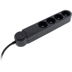 Zenitech - Multiprise parafoudre Iota 4x16A + interrupteur - Noir