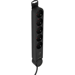 Bloc Multiprise Parafoudre 5x16a + Interrupteur - Noir - Zenitech