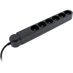 Zenitech - Multiprise parafoudre Iota 6x16A + interrupteur - Noir