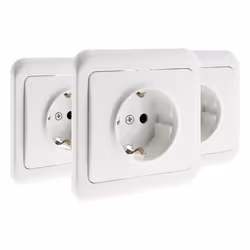 3 prises 16A avec terre avec plaques à encastrer - schuko - Blanc - Antaria
