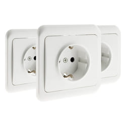 3 prises 16A avec terre avec plaques à encastrer - schuko - Blanc - Antaria