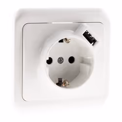 Prise encastrée Schuko 16A + USB A - Blanc - Antaria - Zenitech