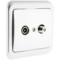 Zenitech - Prise tv radio encastrée IP20 - chrome