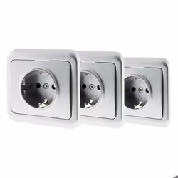 Lot de 3 prises encastrées Schuko 16A - Gris - Antaria - Zenitech