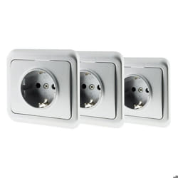 Lot de 3 prises encastrées Schuko 16A - Gris - Antaria - Zenitech