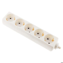 Multiprise 5 prises Schuko 16A sans câble - Blanc - Zenitech