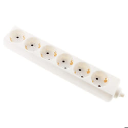 Multiprise 6 prises Schuko 16A sans câble - Blanc - Zenitech